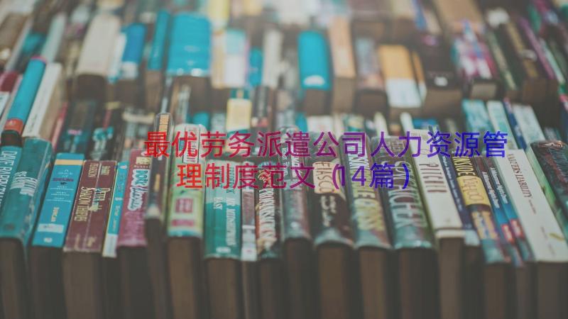 最优劳务派遣公司人力资源管理制度范文（14篇）