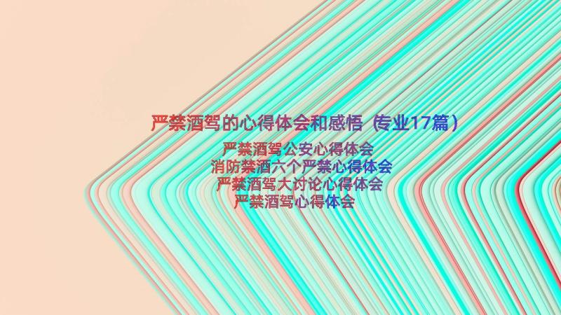 严禁酒驾的心得体会和感悟（专业17篇）