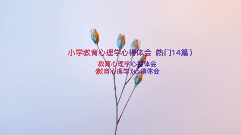 小学教育心理学心得体会（热门14篇）