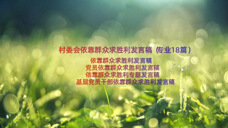 村委会依靠群众求胜利发言稿（专业18篇）