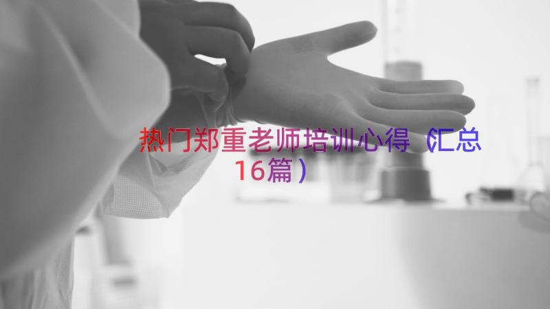 热门郑重老师培训心得（汇总16篇）