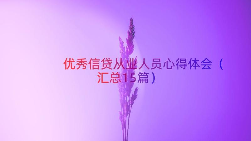 优秀信贷从业人员心得体会（汇总15篇）