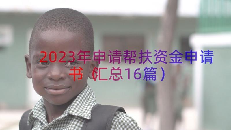 2023年申请帮扶资金申请书（汇总16篇）