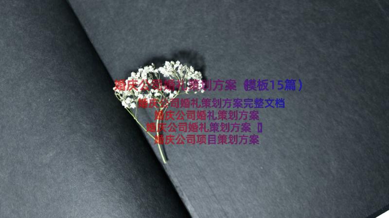 婚庆公司婚礼策划方案（模板15篇）