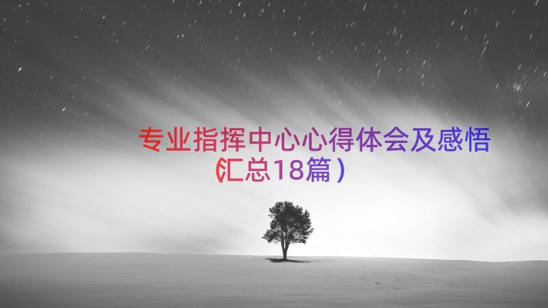 专业指挥中心心得体会及感悟（汇总18篇）