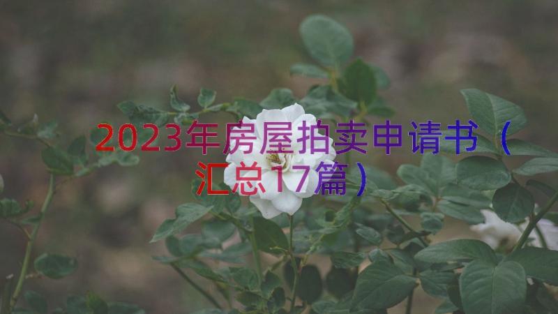 2023年房屋拍卖申请书（汇总17篇）