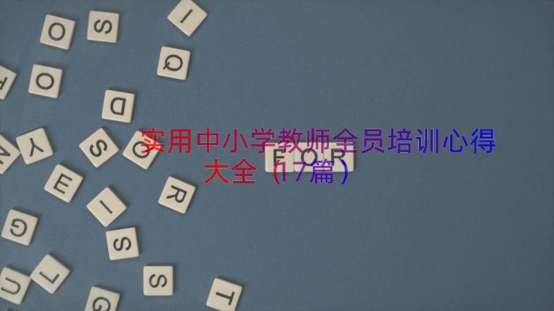 实用中小学教师全员培训心得大全（17篇）