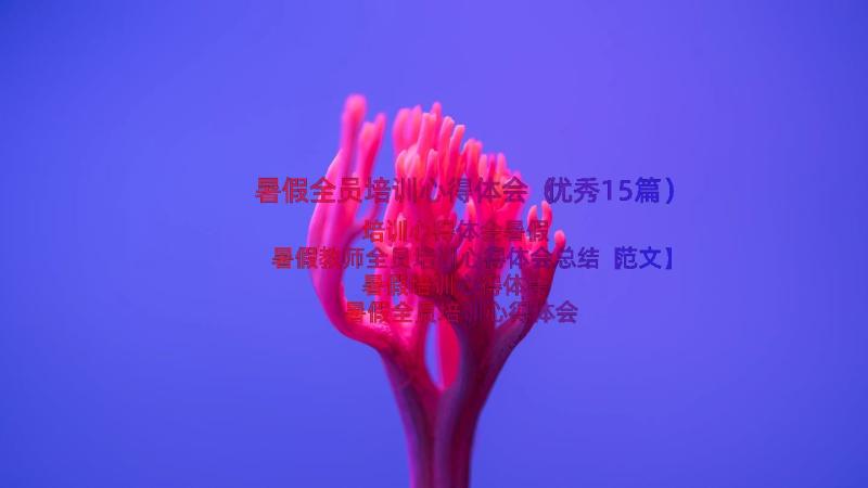 暑假全员培训心得体会（优秀15篇）