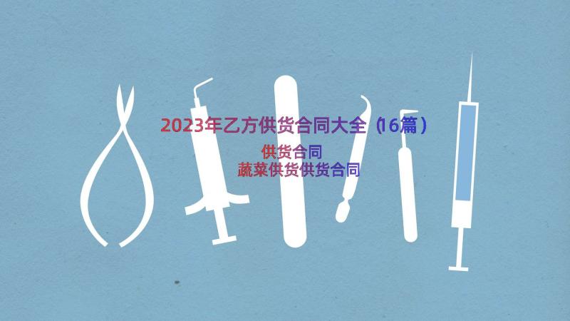 2023年乙方供货合同大全（16篇）