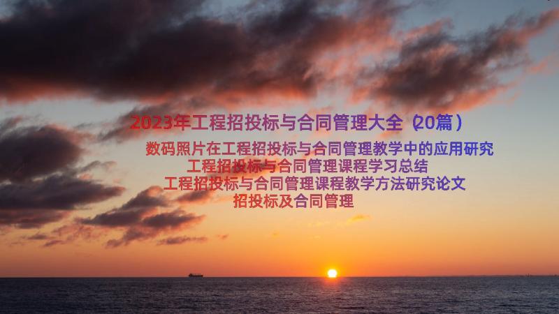 2023年工程招投标与合同管理大全（20篇）