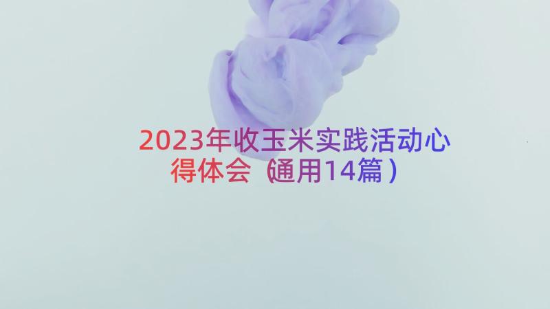 2023年收玉米实践活动心得体会（通用14篇）