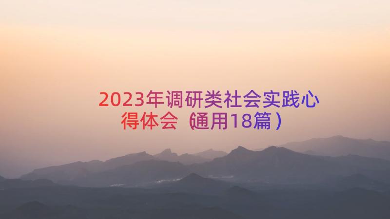 2023年调研类社会实践心得体会（通用18篇）