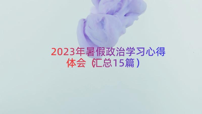 2023年暑假政治学习心得体会（汇总15篇）