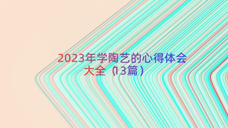 2023年学陶艺的心得体会大全（13篇）