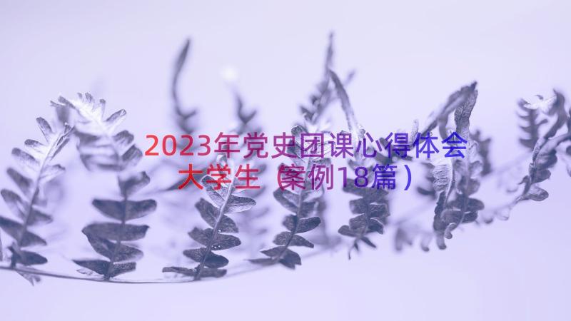 2023年党史团课心得体会大学生（案例18篇）