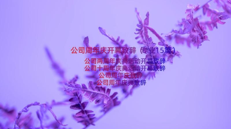 公司周年庆开幕致辞（专业15篇）