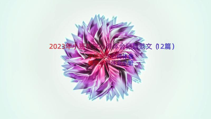 2023年小班教学心得体会标题范文（12篇）