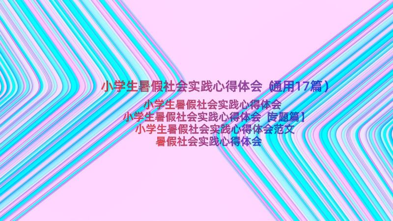 小学生暑假社会实践心得体会（通用17篇）