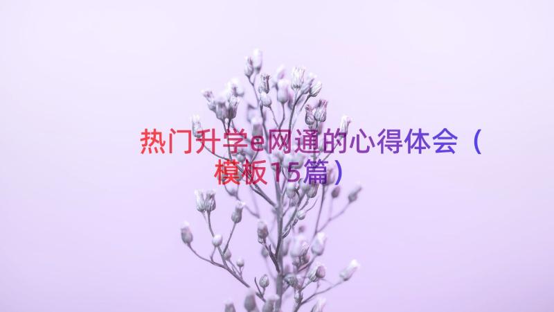 热门升学e网通的心得体会（模板15篇）