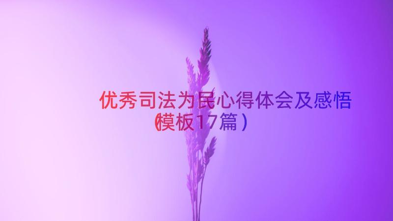 优秀司法为民心得体会及感悟（模板17篇）