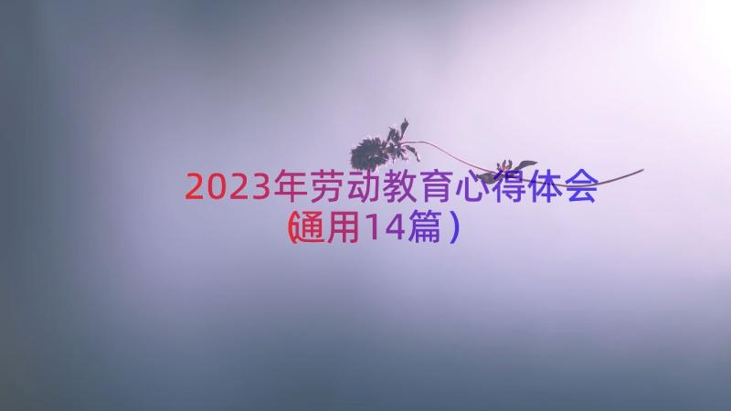 2023年劳动教育心得体会（通用14篇）