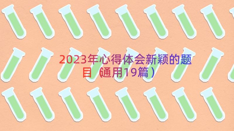 2023年心得体会新颖的题目（通用19篇）