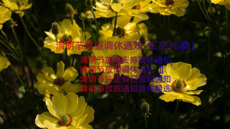 清明节放假调休通知（汇总16篇）