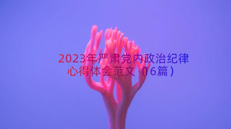 2023年严肃党内政治纪律心得体会范文（16篇）