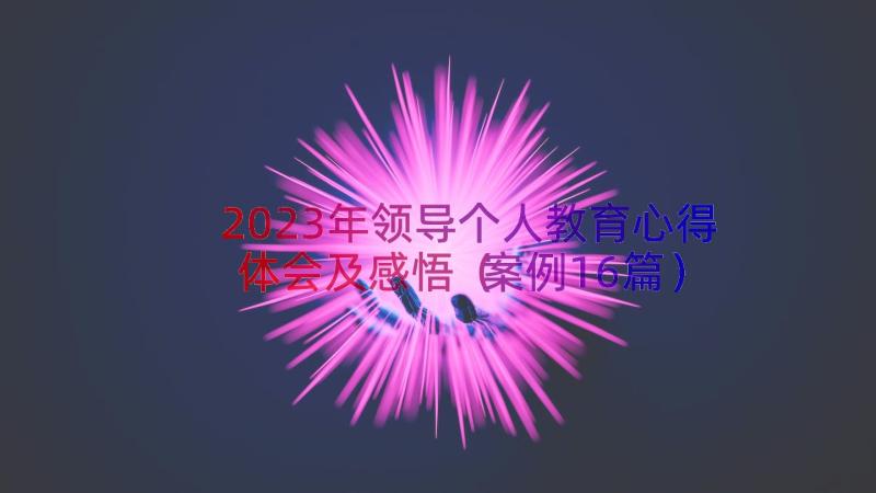 2023年领导个人教育心得体会及感悟（案例16篇）