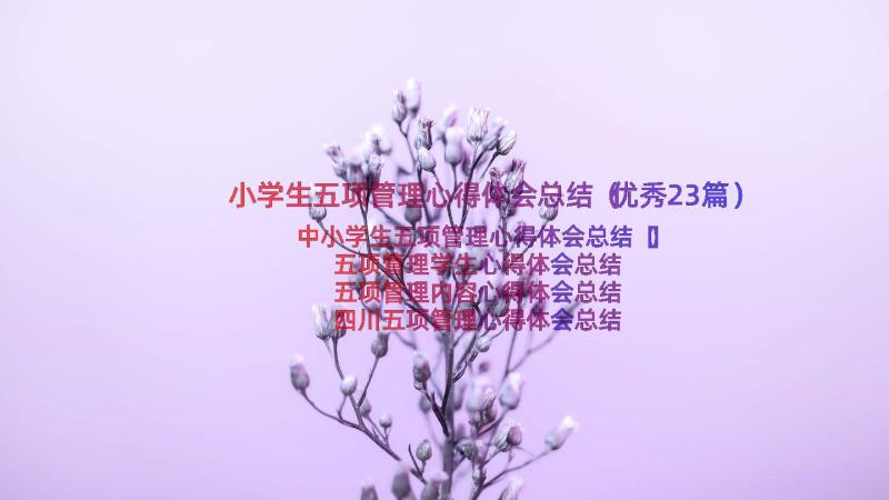 小学生五项管理心得体会总结（优秀23篇）