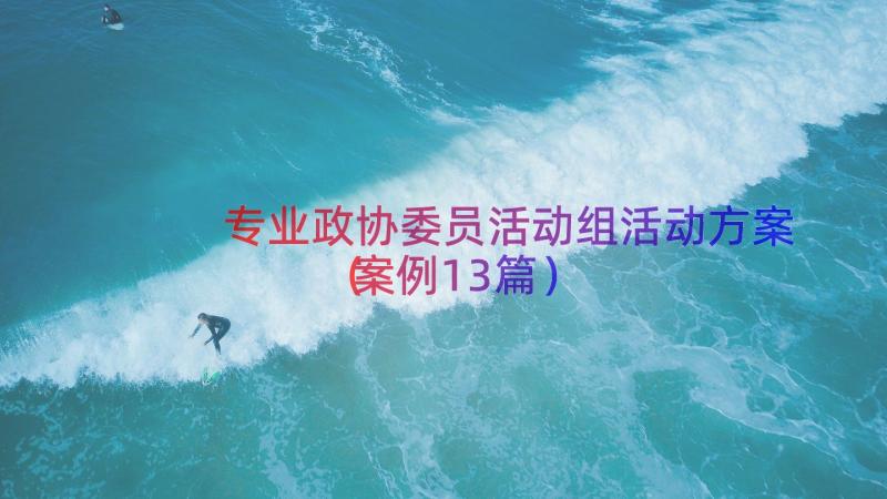 专业政协委员活动组活动方案（案例13篇）