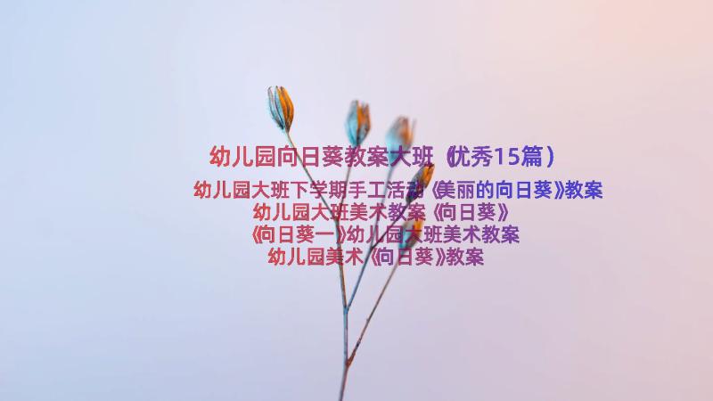 幼儿园向日葵教案大班（优秀15篇）