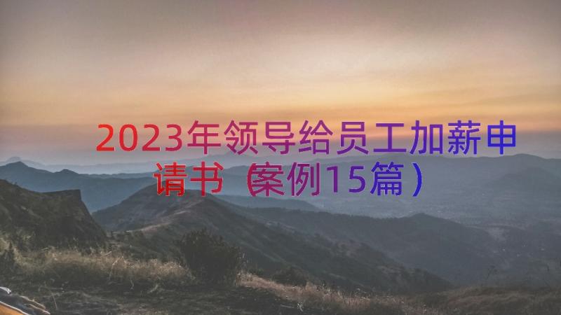 2023年领导给员工加薪申请书（案例15篇）