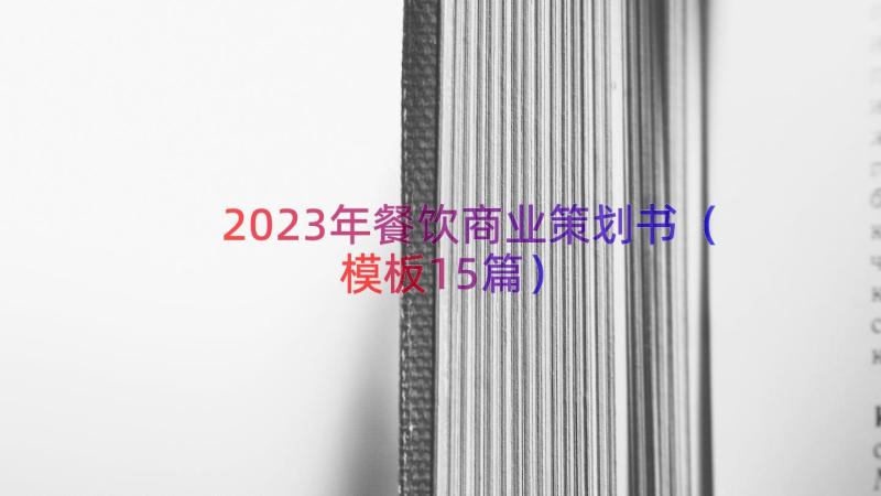 2023年餐饮商业策划书（模板15篇）