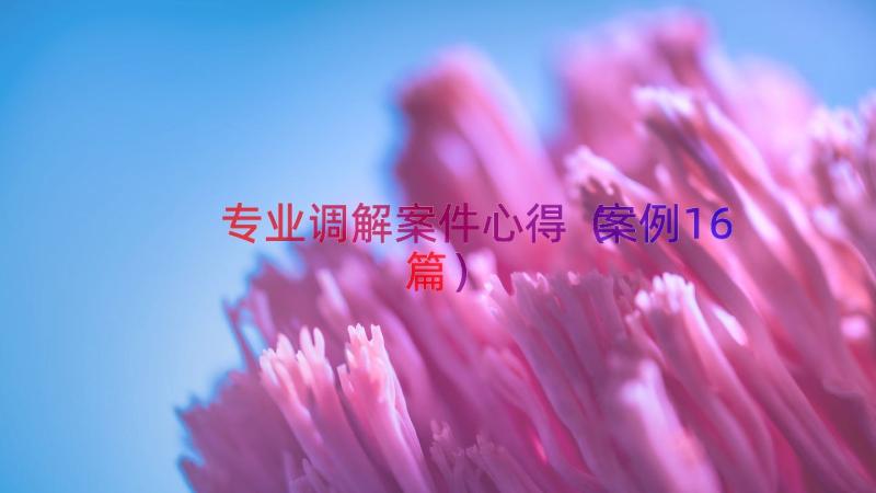 专业调解案件心得（案例16篇）