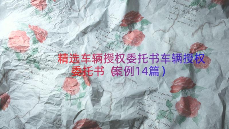 精选车辆授权委托书车辆授权委托书（案例14篇）