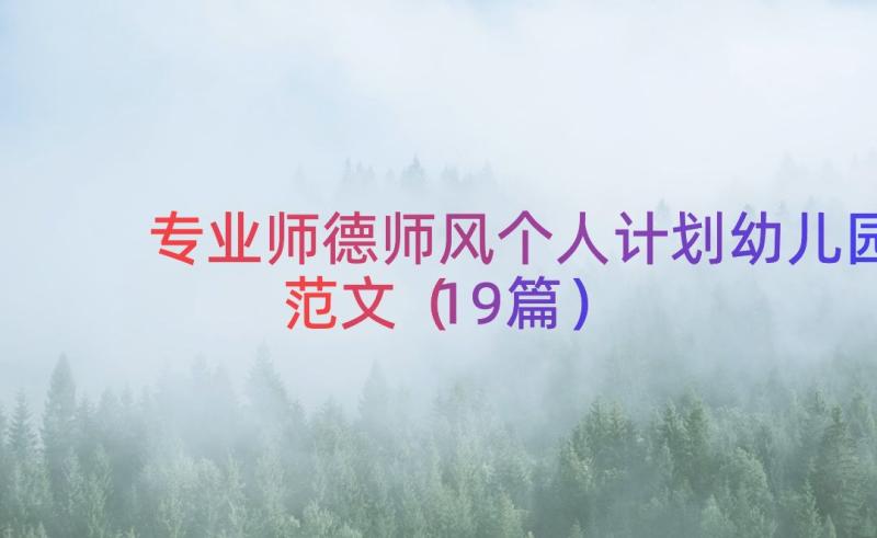 专业师德师风个人计划幼儿园范文（19篇）