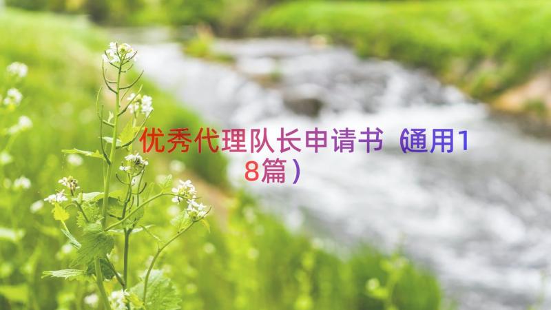 优秀代理队长申请书（通用18篇）