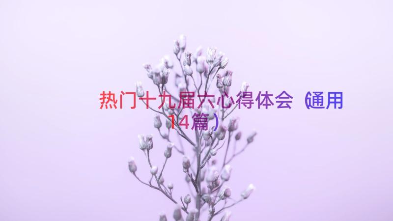 热门十九届六心得体会（通用14篇）