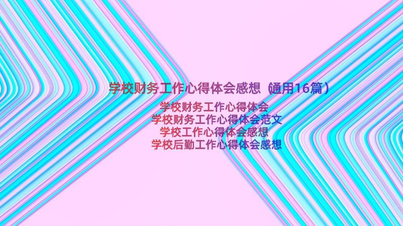 学校财务工作心得体会感想（通用16篇）