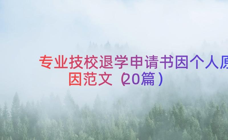 专业技校退学申请书因个人原因范文（20篇）