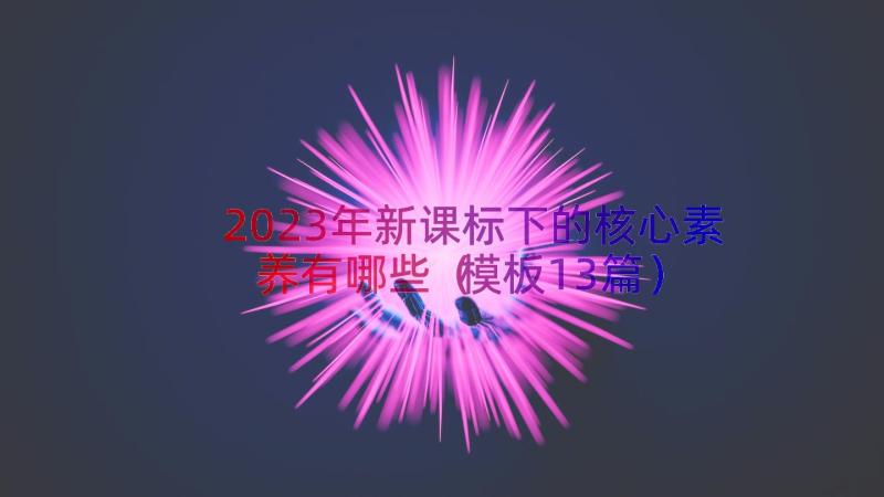 2023年新课标下的核心素养有哪些（模板13篇）