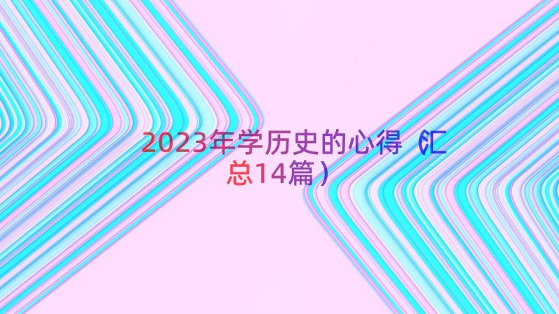 2023年学历史的心得（汇总14篇）