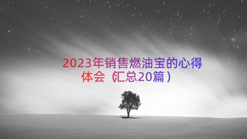 2023年销售燃油宝的心得体会（汇总20篇）