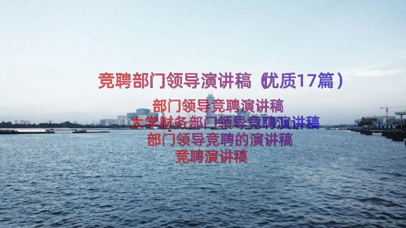 竞聘部门领导演讲稿（优质17篇）