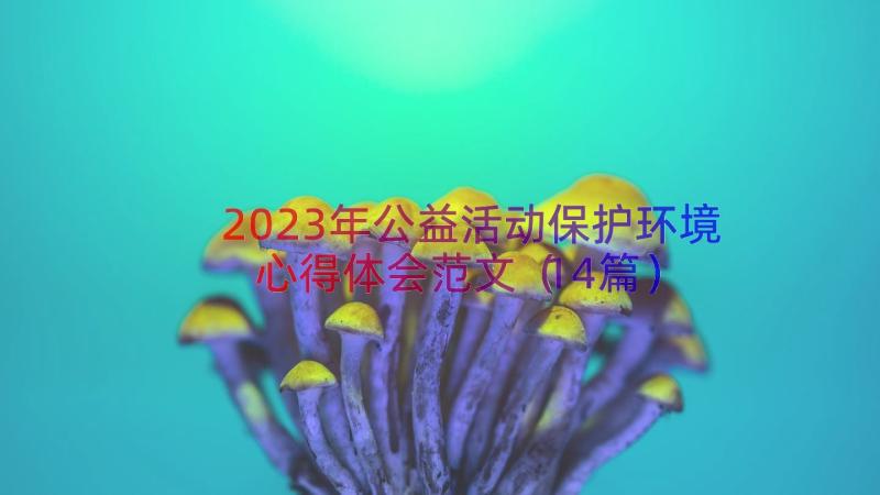 2023年公益活动保护环境心得体会范文（14篇）