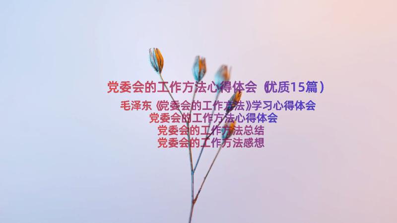 党委会的工作方法心得体会（优质15篇）