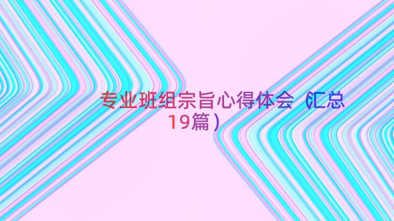 专业班组宗旨心得体会（汇总19篇）