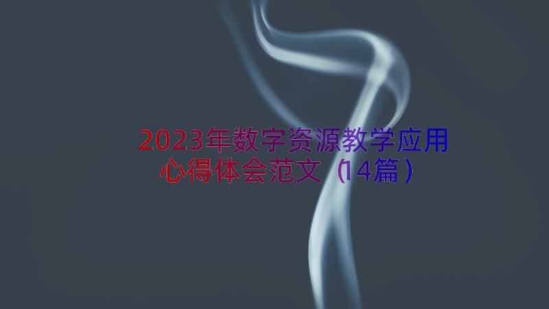 2023年数字资源教学应用心得体会范文（14篇）