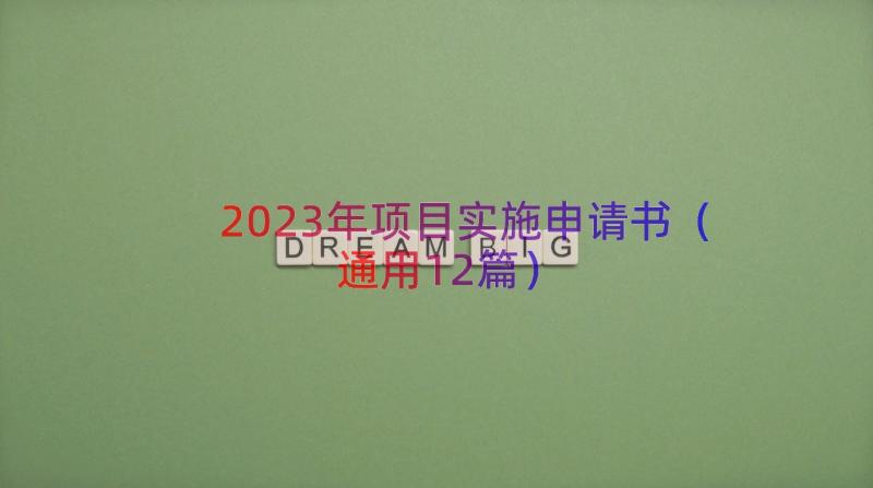 2023年项目实施申请书（通用12篇）